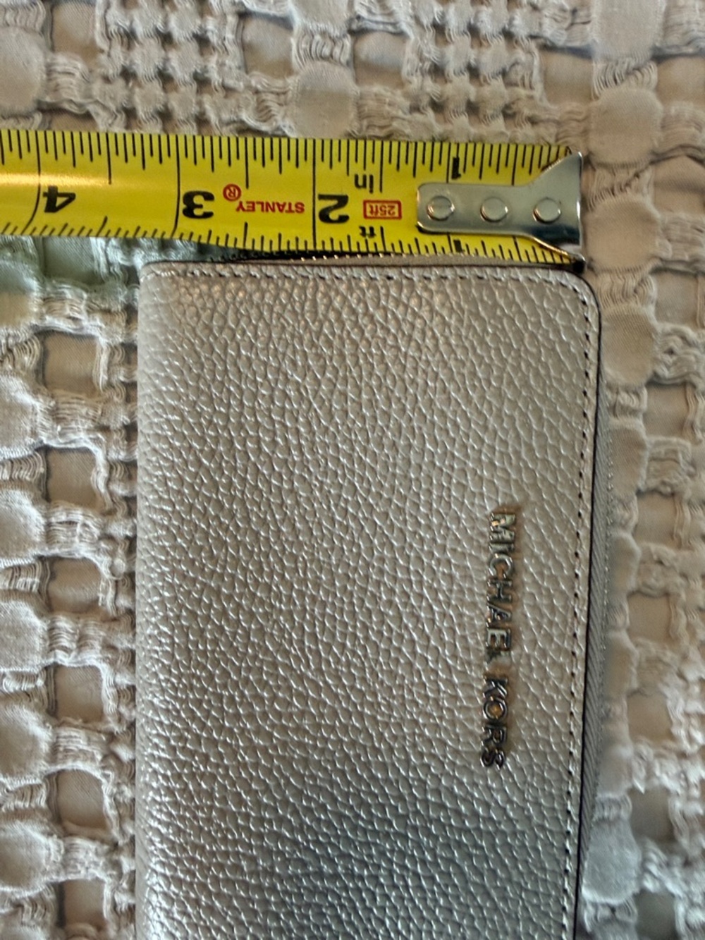 Michael Kors Silver Pebbled Leather Zip Wallet - Picture 3 of 5